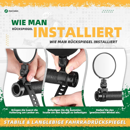 Fahrradspiegel 360° Drehbar Klappbar für Lenker 20-38mm MTB Rennrad (2