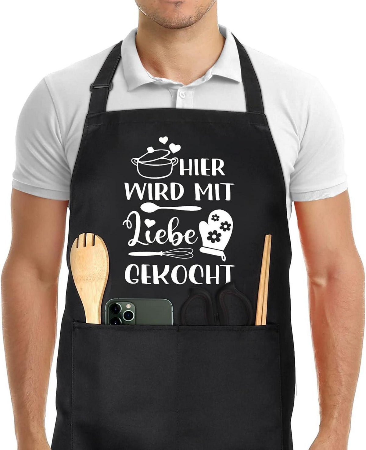 Lustige Grillschürze für Männer wasserdicht verstellbar mit Taschen