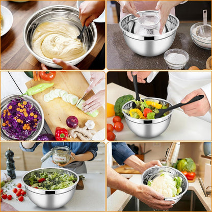 Rührschüssel Set Edelstahl Salatschüssel luftdichten Deckel Backen Zubehör 1,2L