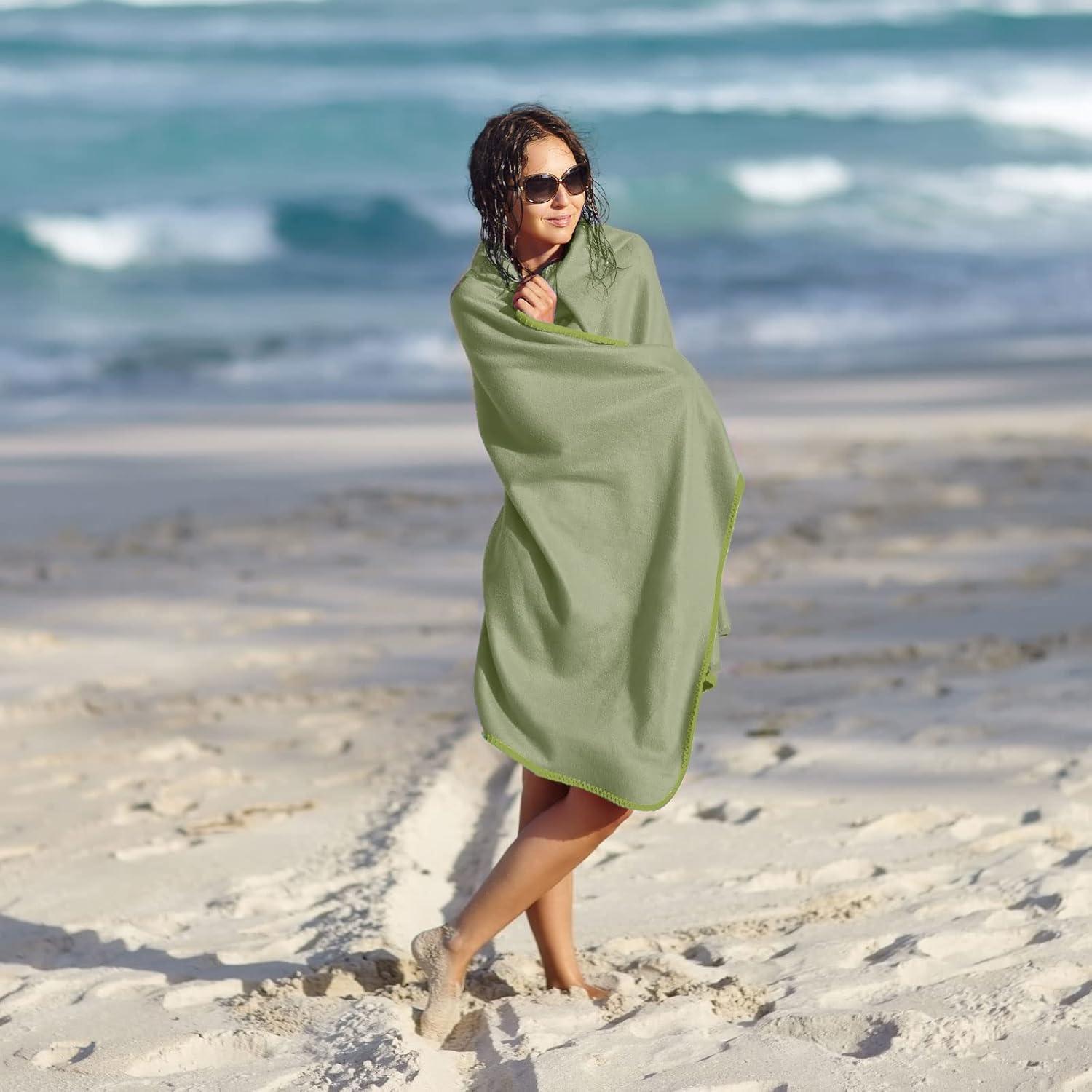 Linlook Microfaser Strandtuch XXL 200x100 Schnelltrocknend & Kompakt