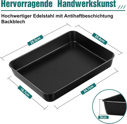 HaWare Antihaft Backblech 26,5 x 20,6 x 5 cm - Edelstahl