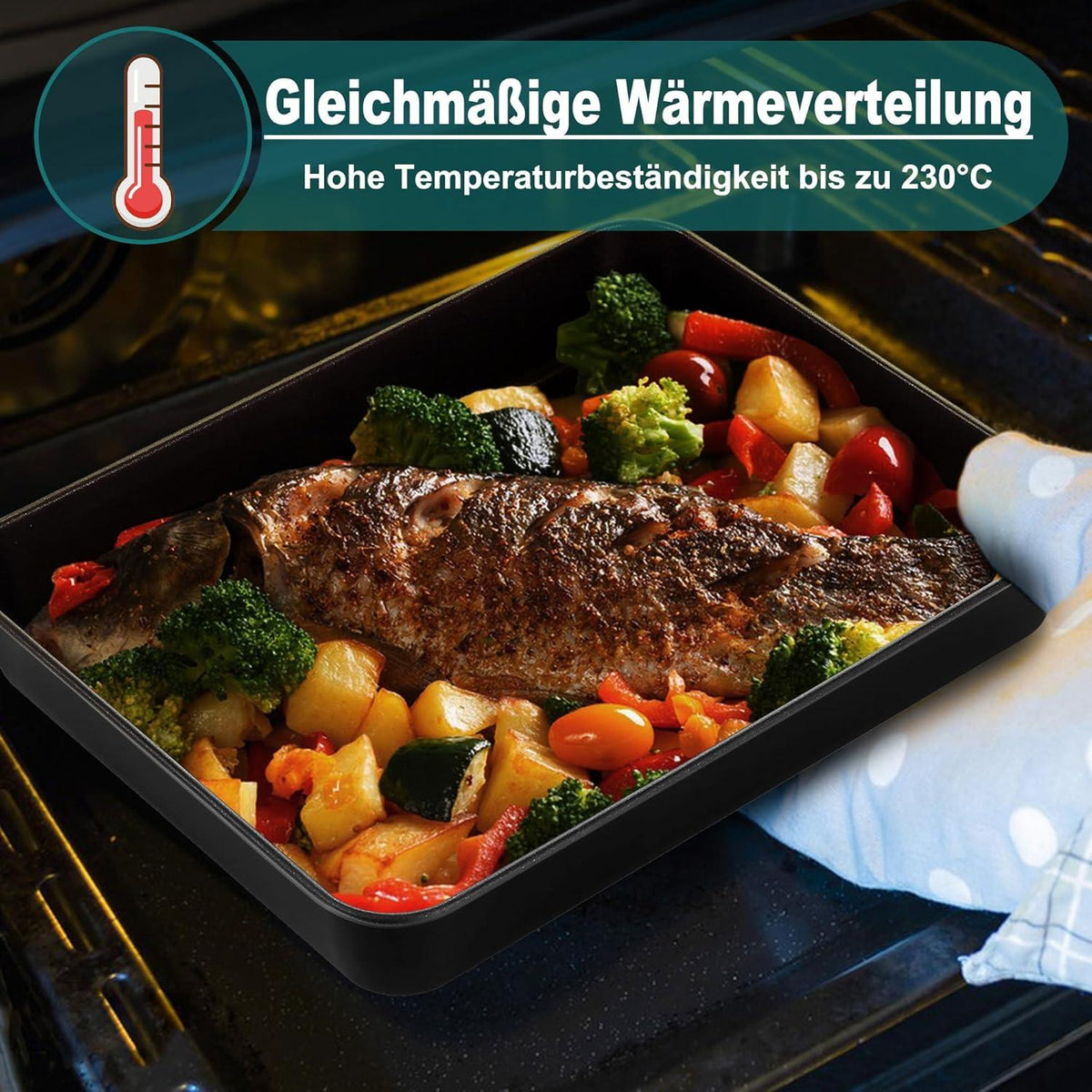Antihaft Backblech Edelstahl Rechteckiges Kuchenform 26,5x20,6x5cm