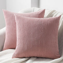 Kissenbezüge 50x50 rosa Kordsamt gestreift 2er Set - Dekokissen