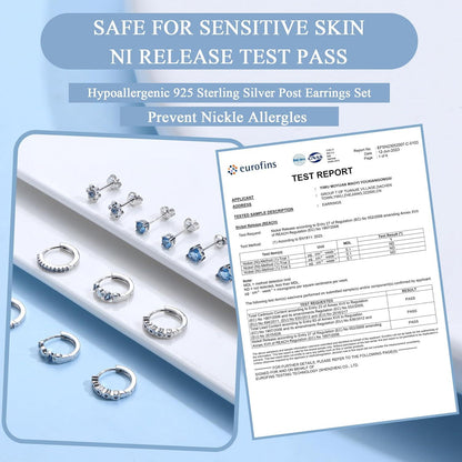 6 Paar Kleine Ohrringe Set 925 Sterling Silber Hypoallergen