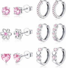 JeweBella Damen Mädchen 925 Silber Ohrringe Set Hypoallergen Blume