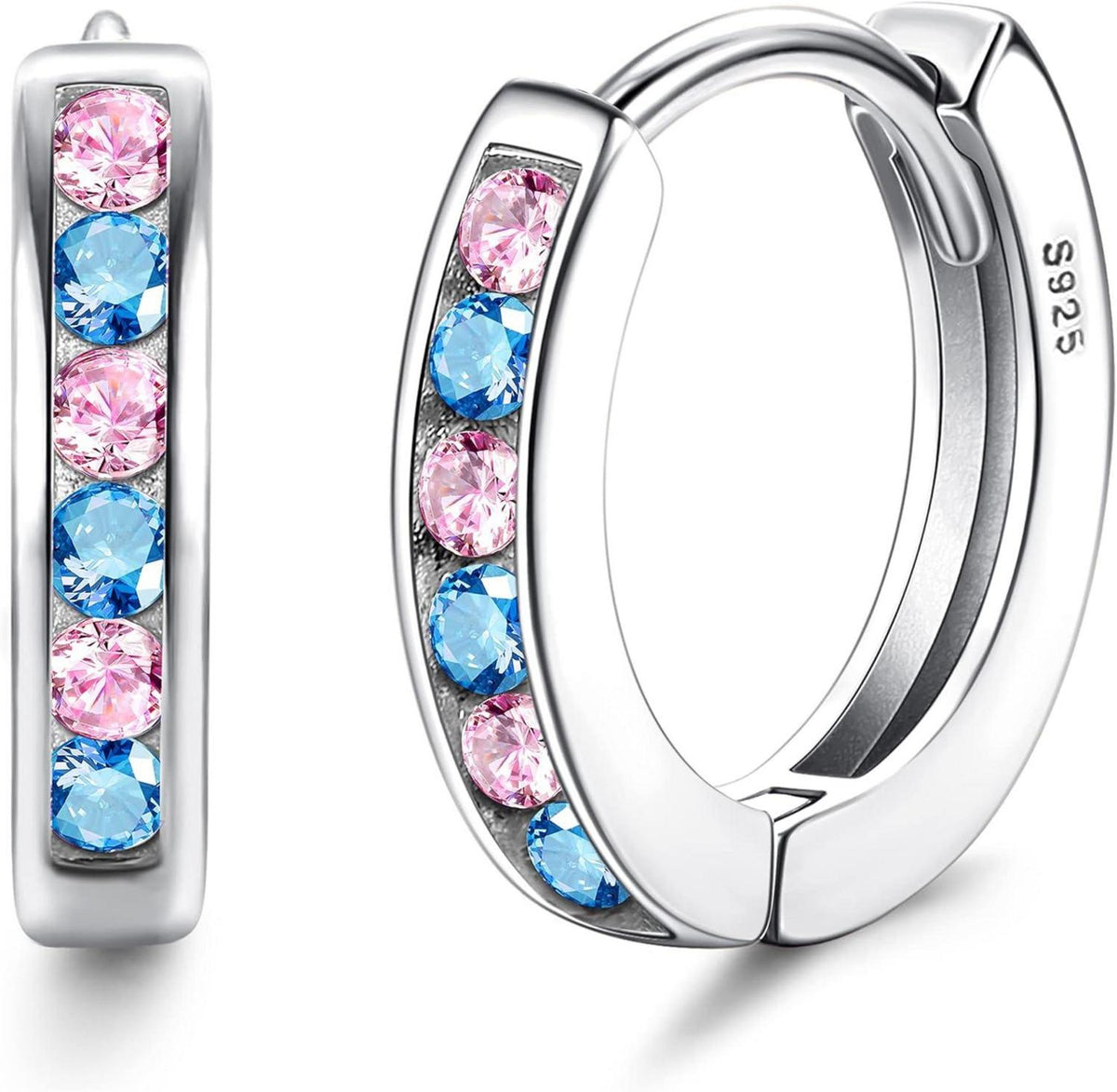 925 Sterling Silber Zirkonia Creolen für Damen Mädchen Hypoallergen