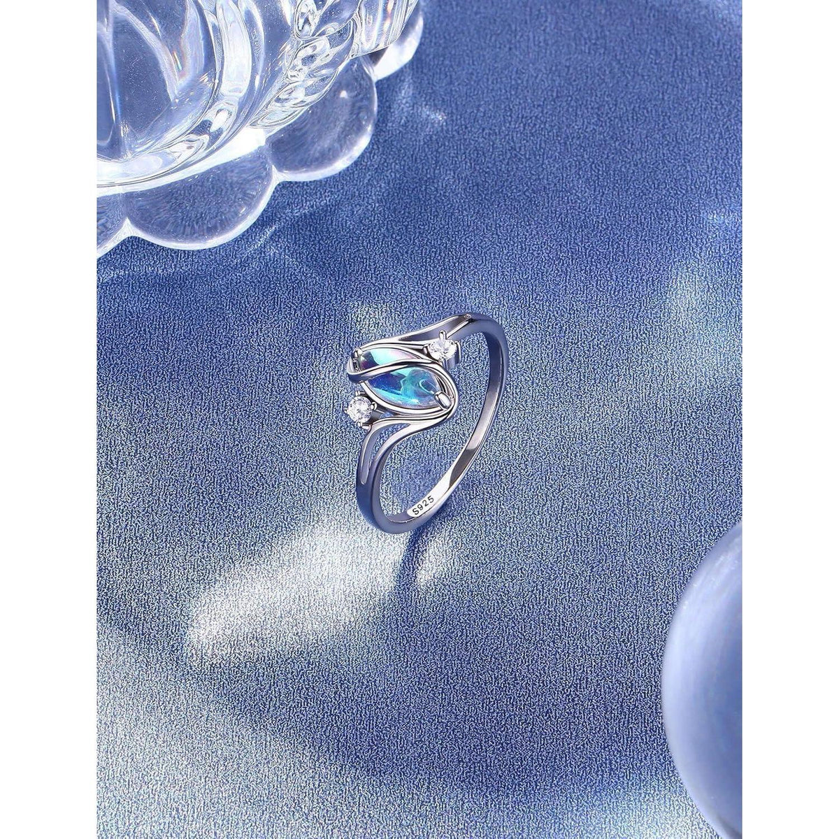925 Silber Mondstein Ring Damen, Vintage Solitaire Edelstein, Größe 62