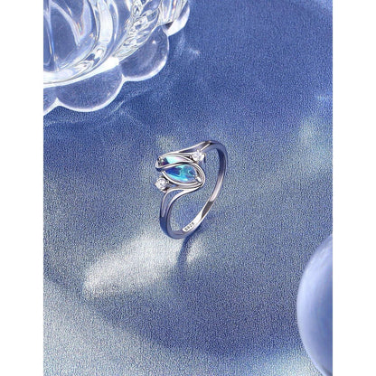 925 Silber Mondstein Ring Damen, Vintage Solitaire Edelstein, Größe 62