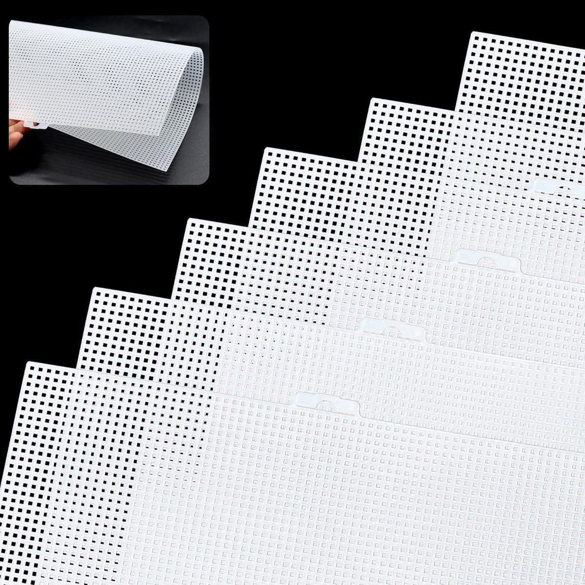 6x Kunststoff-Leinwand für Stickerei, 33,5x26cm, 7CT, Bastelzubehör