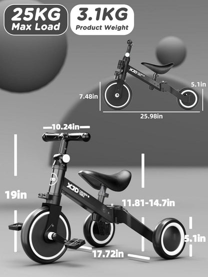 Kinderdreirad Laufrad verstellbarer Sitz abnehmbares Pedal 10-36 Monate Alt