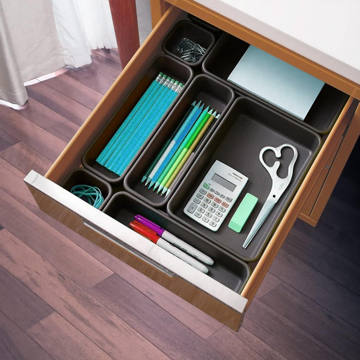Schubladen Organizer Einlagen Trennsystem 48 Stk Boxen Schwarz Utensilien