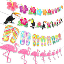 HOWAF Hawaii Flamingo Hibiskus Sommer Party Deko Banner 4Pcs