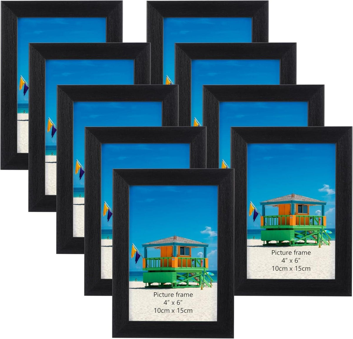 9er-Set Bilderrahmen 10x15 cm Schwarz für Wand und Tisch