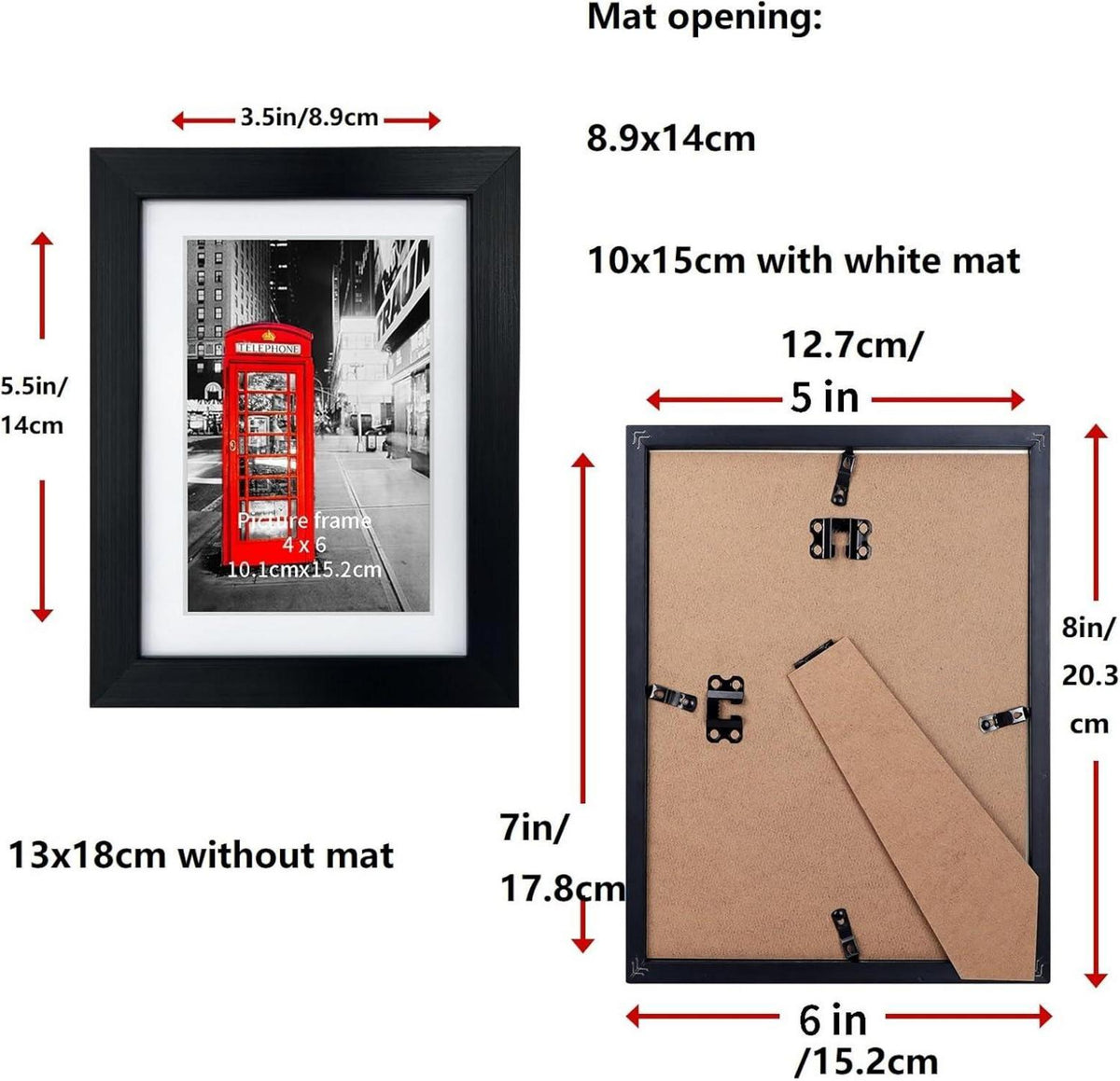 Bilderrahmen 10x15 6er-Set für Wand und Tisch, Holzoptik in