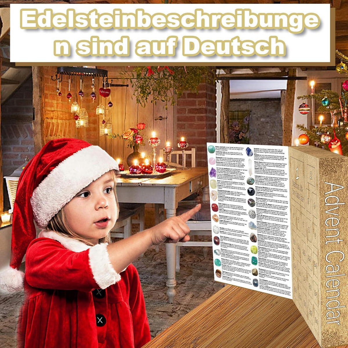Adventskalender 2024 Kinder Kristalle Edelstein Mineralien