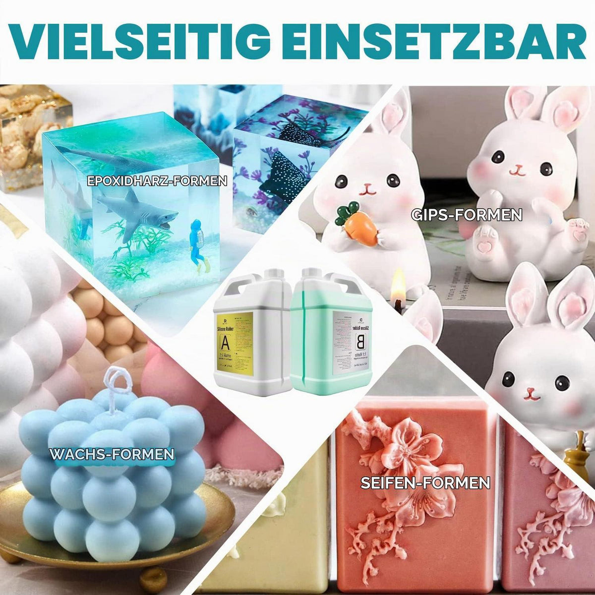 Silikonkautschuk 9kg - Flüssig Silikon für Harzformen & Basteln
