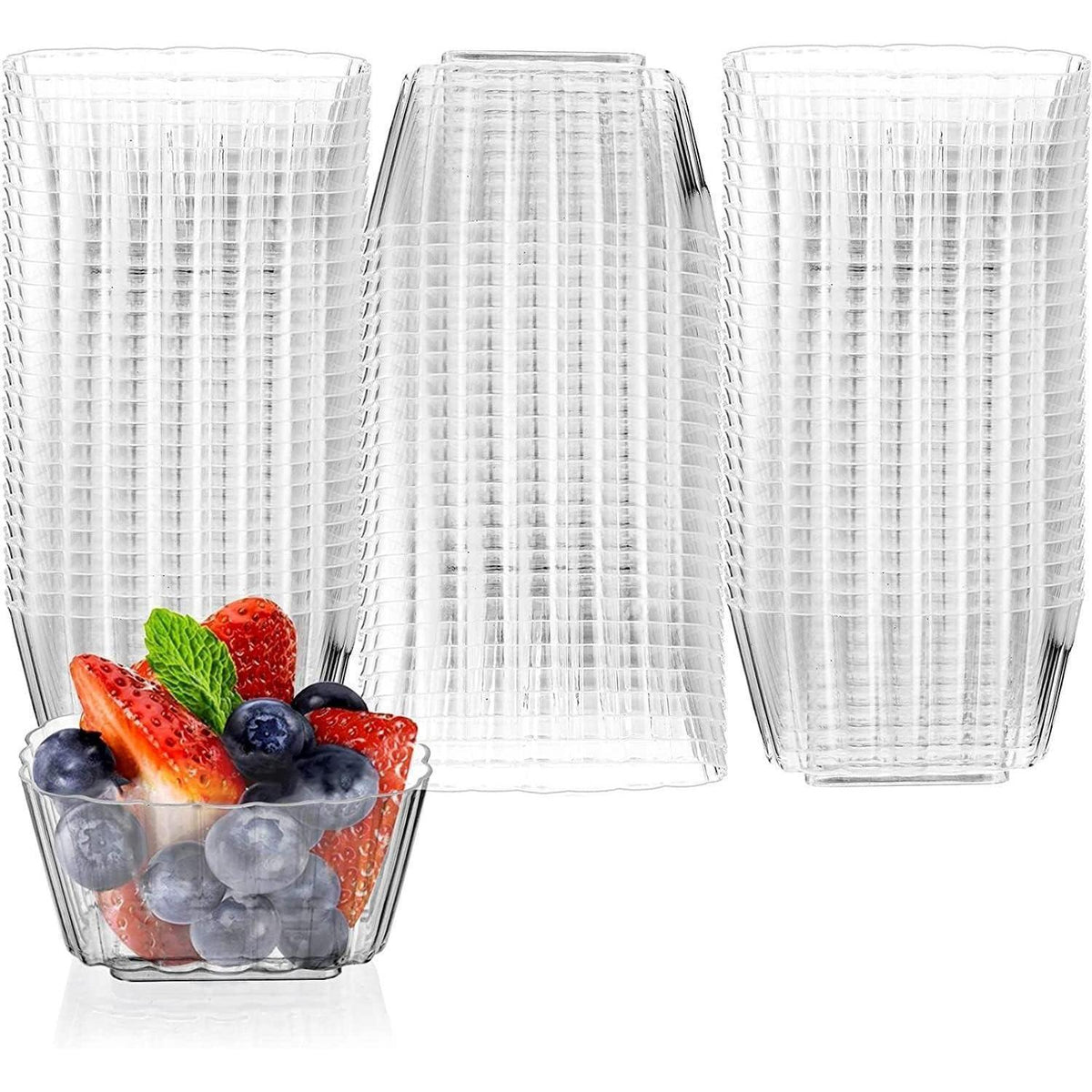 50x Dessertbecher 150ml Quadratisch Transparent Wiederverwendbar