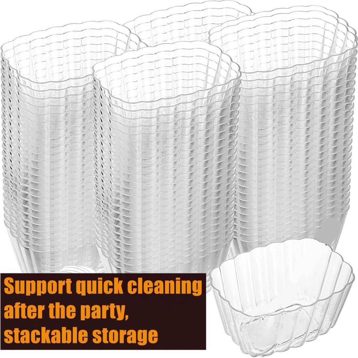 50x Dessertbecher 150ml Quadratisch Transparent Wiederverwendbar
