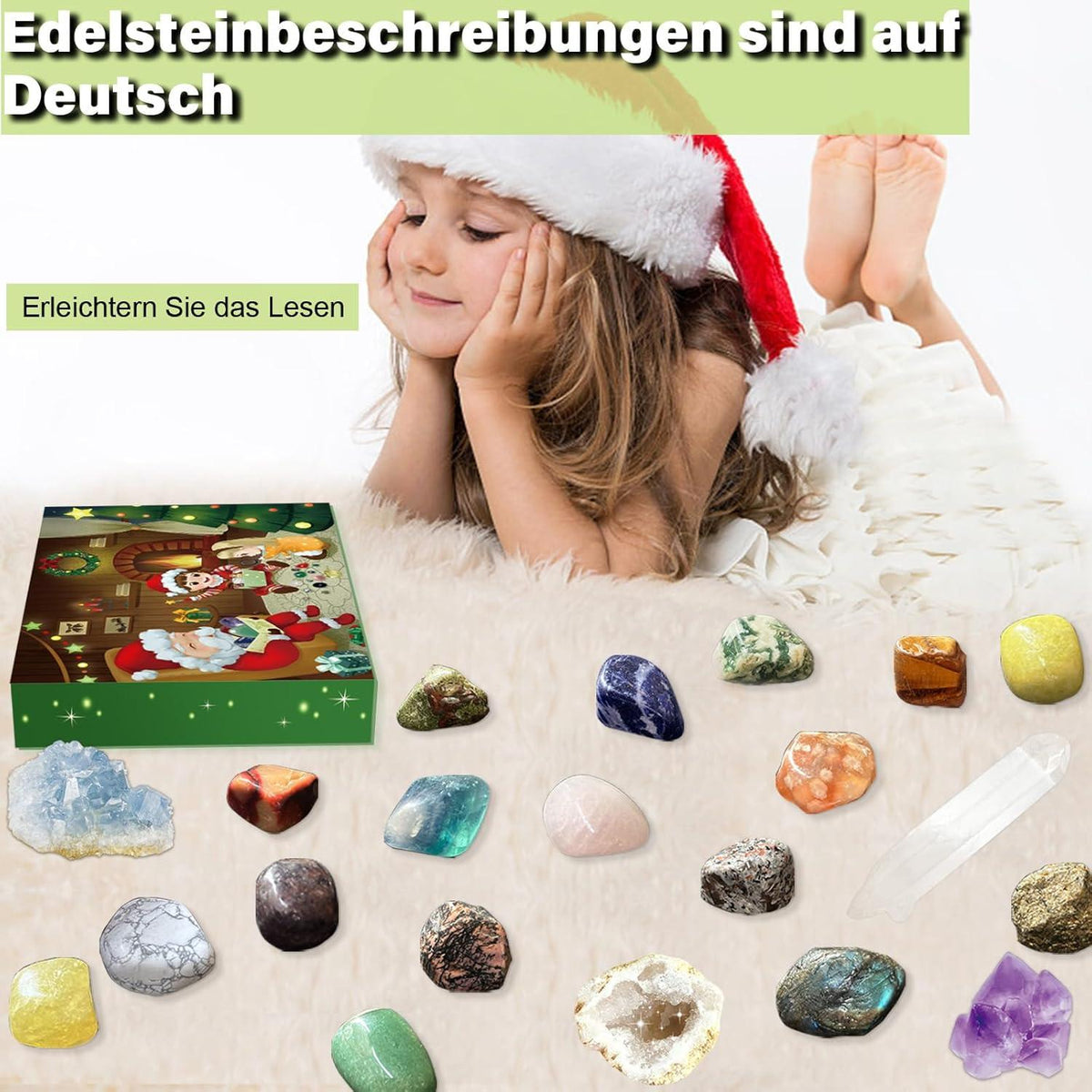 Edelstein Adventskalender 2024 Mineralien Kristalle Sammeln Lernen
