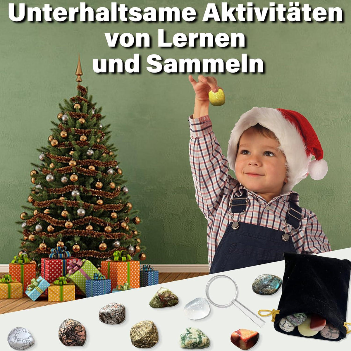 Edelstein Adventskalender 2024 Kinder Weihnachts Countdown Kristalle
