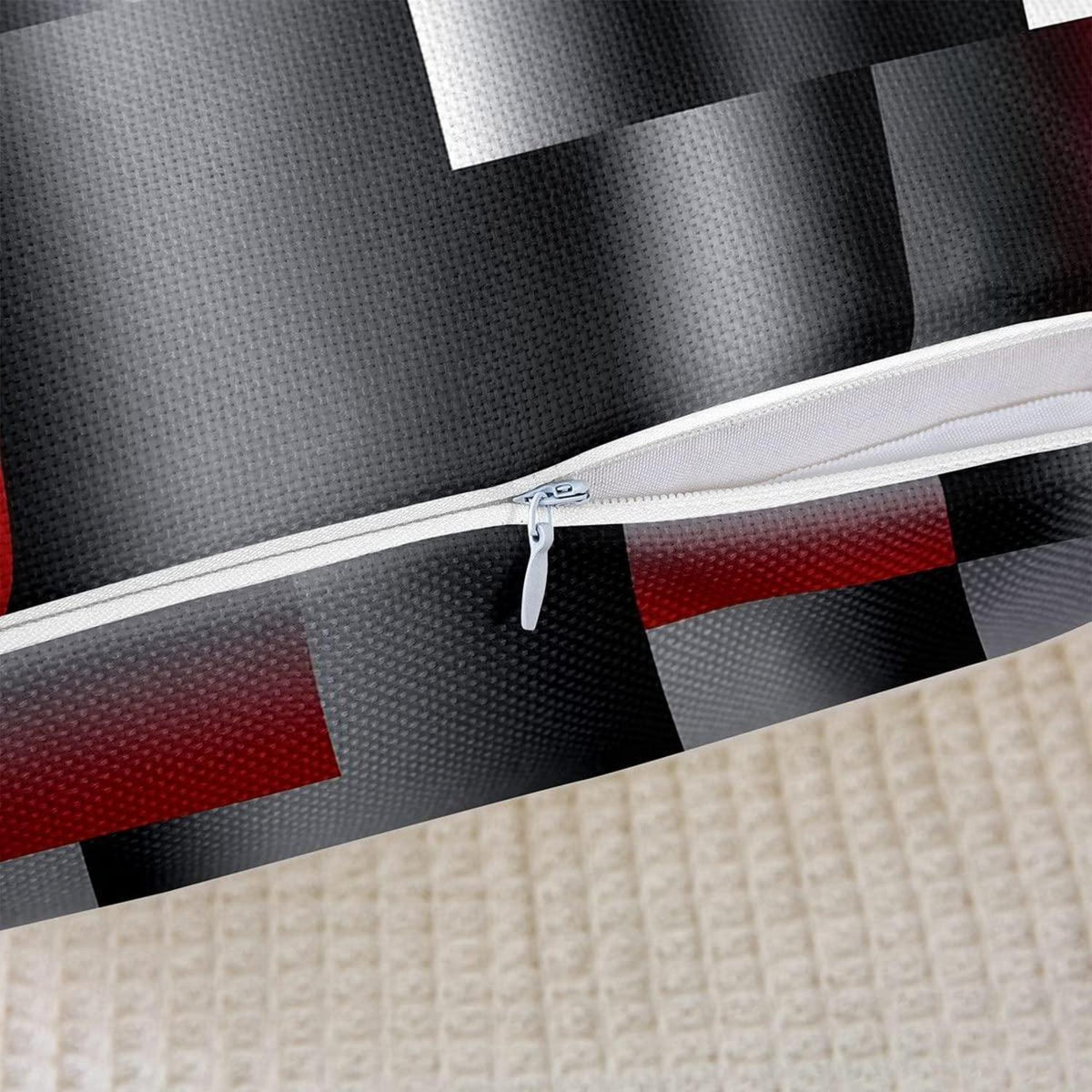 2er Set Geometrische Kissenbezüge 50x50cm Rot Grau Schwarz