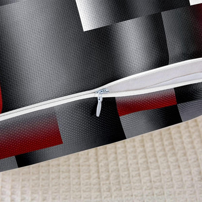 2er Set Geometrische Kissenbezüge 50x50cm Rot Grau Schwarz