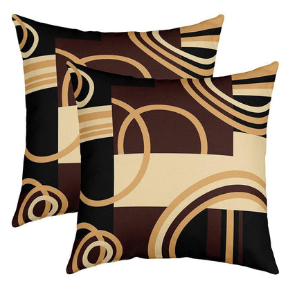 2er Set Geometrische Kissenbezüge 60x60cm - Braun Rot Dekor