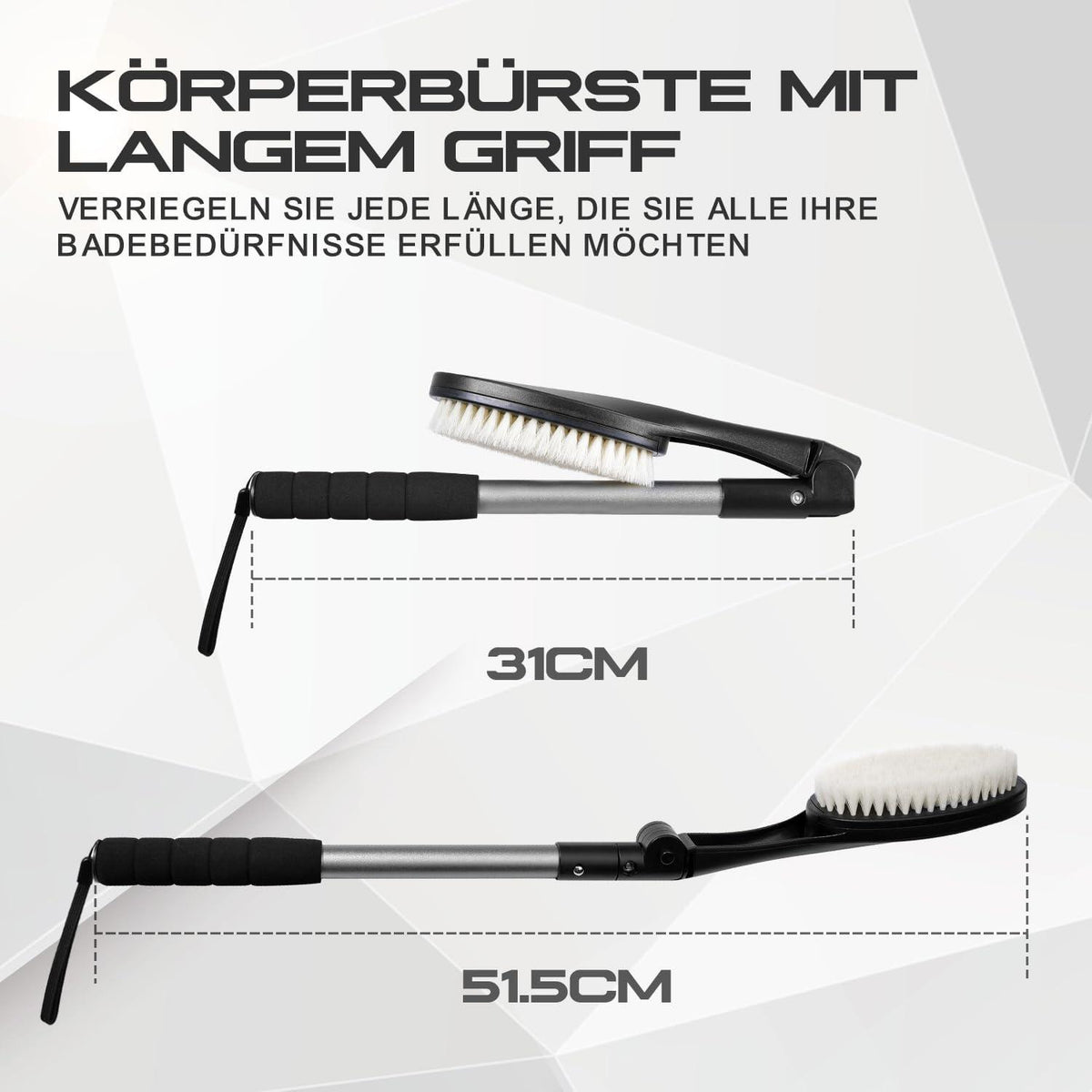 Rückenbürste Set mit Applikator Pads Körperwäsche Badebürste Stiel Duschbürste