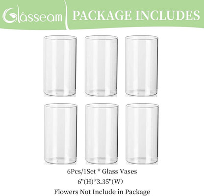 Kleine Klar Glasvase Set für Tulpen, 6 Stk. - 15 x 8,5 cm