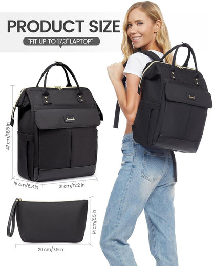 Großer Laptop Rucksack Damen 17.3 Zoll Wasserdicht Daypack mit