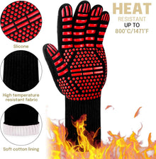 Grillhandschuhe Hitzebeständig bis 800°C Topfhandschuhe BBQ