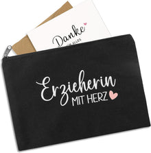 Abschied Kita Federmäppchen mit Herz Grußkarte Schwarz