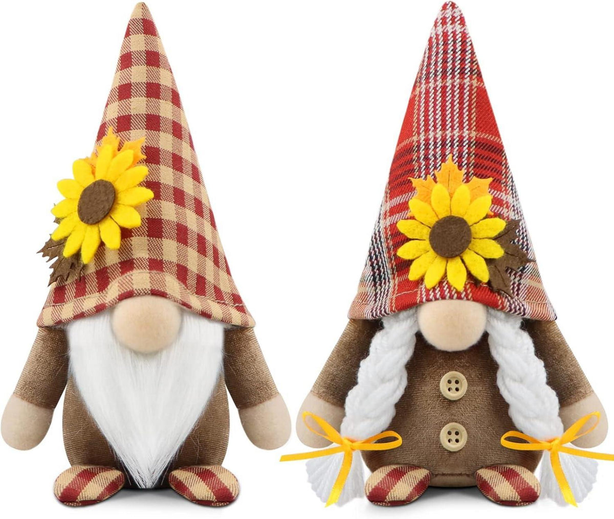 2er Set Handgemachte Herbst Wichtel Figuren Dekoration Rot