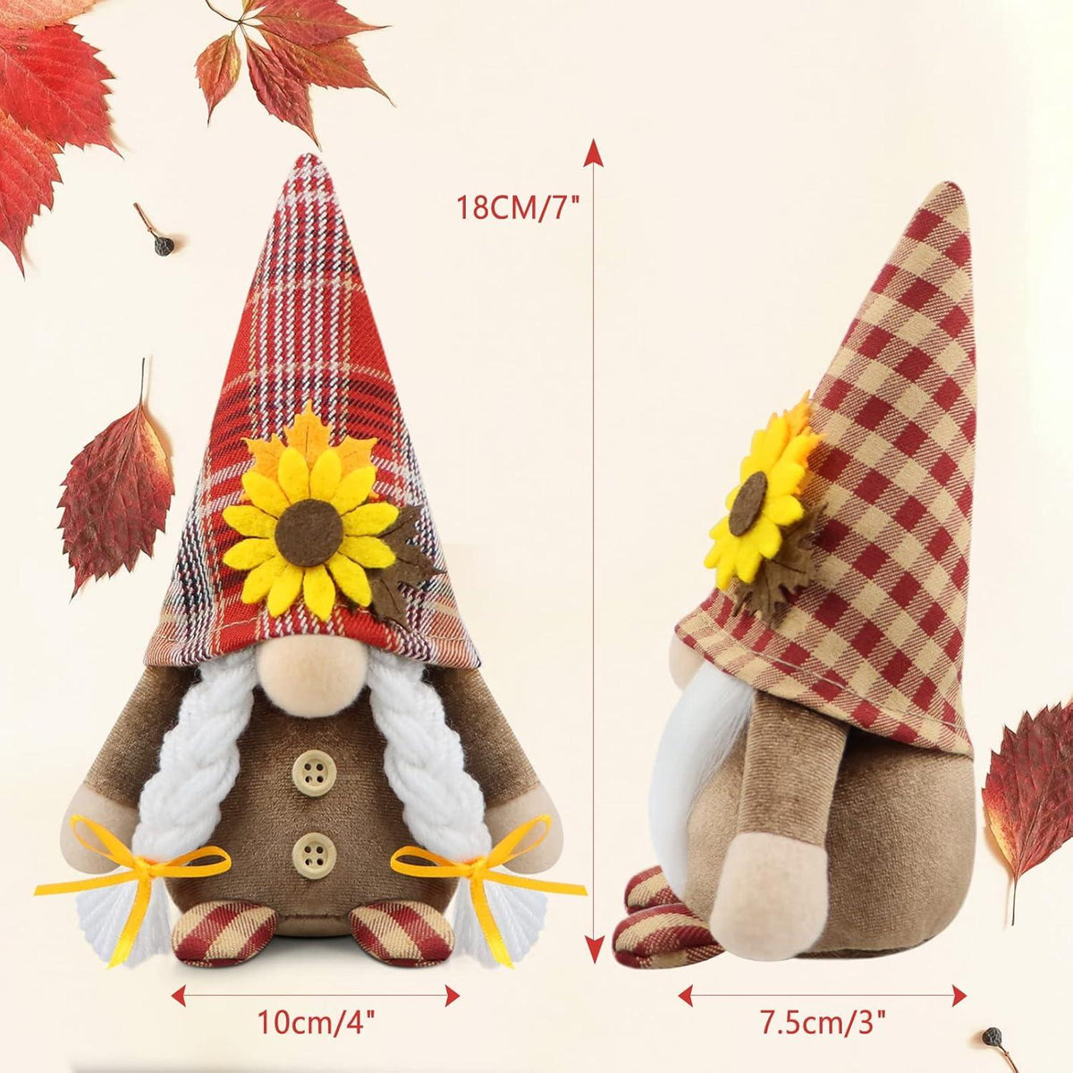 Herbst Wichtel Figuren Set Tomte Dekoration Handgemacht 18cm