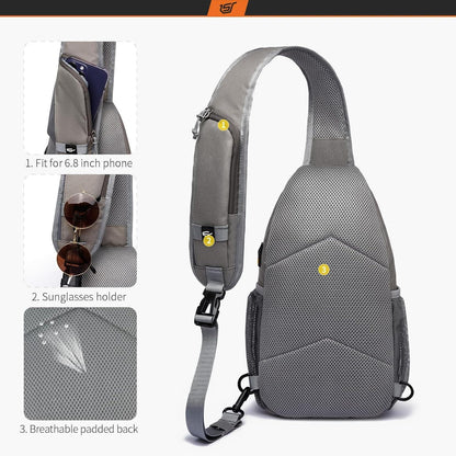 Leichte wasserfeste Sling Bag Khakigrau für Herren
