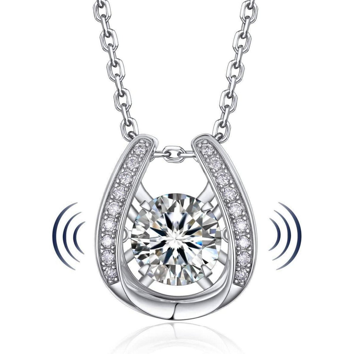 Moissanit Tanz Halskette Damen Silber 925 Hufeisen Glücksbringer Geschenk