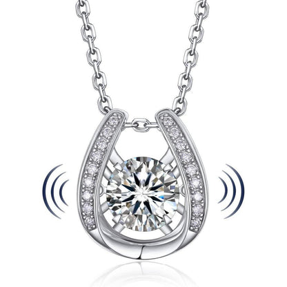 Moissanit Tanz Halskette Damen Silber 925 Hufeisen Glücksbringer Geschenk