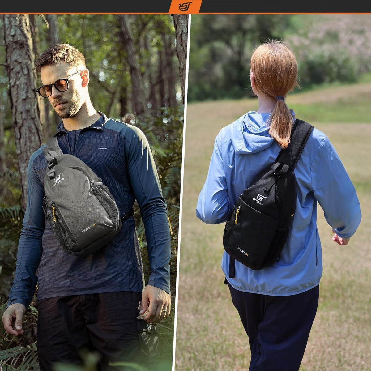 Leichte wasserfeste Sling Bag mit Kopfhörerloch für Damen & Herren