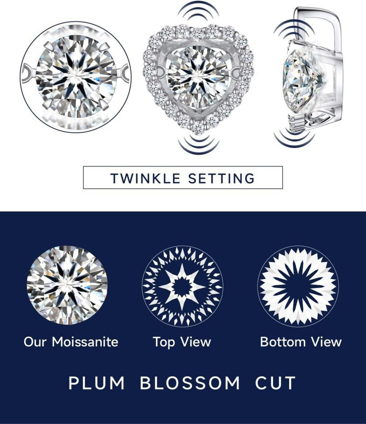 Halskette Damen 1 Karat Moissanite Herz Silber 925 Tanzender Stein