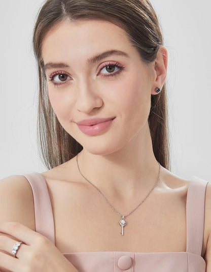 Moissanite Schlüssel Halskette 1 Karat Anhänger, 925 Silber