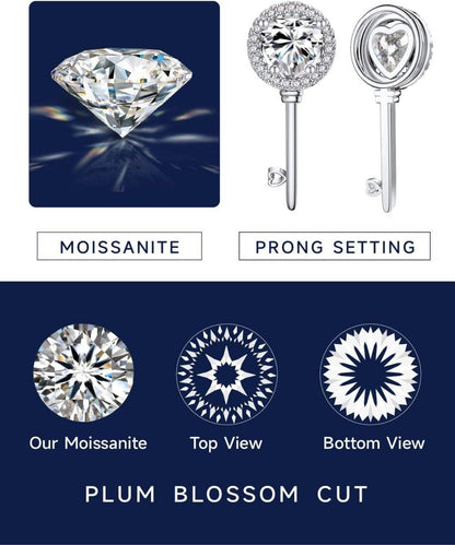 Moissanite Kreuz Kette 1,2 Karat Silber 925 Halskette für Herren und Frauen