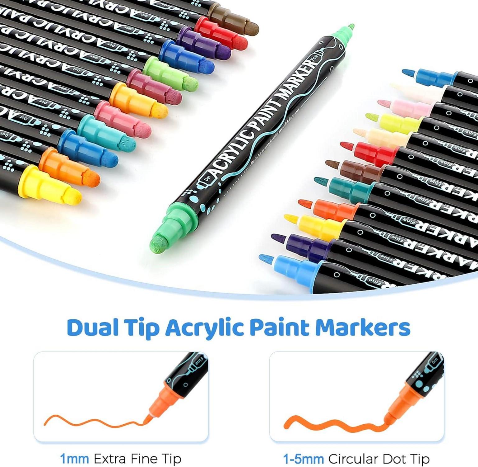 Acrylstifte Set wasserfest - 60 Farben Acrylic Paint Marker