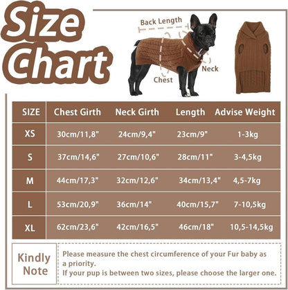 Hundepullover Strick klein warm weich mit Revers Katze Chihuahua Yorkshire (S