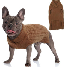 Hundepullover Stricken Weich Warm Revers Yorkshire Chihuahua XS Braun