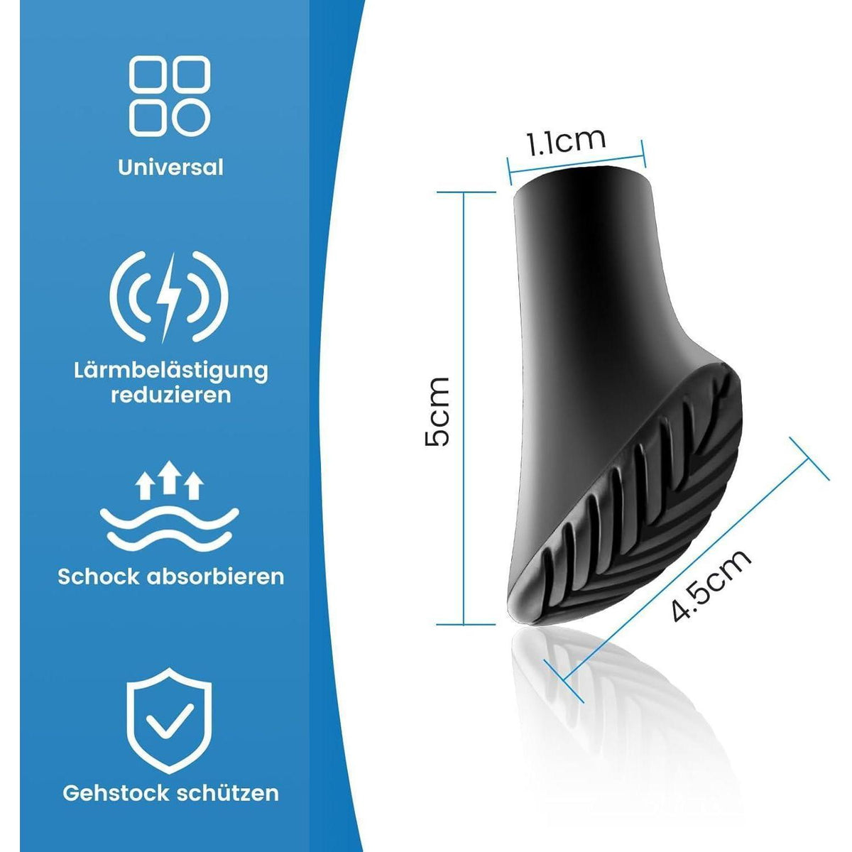 12x Nordic Walking Gummipuffer Universal 11mm für Asphalt & Kies