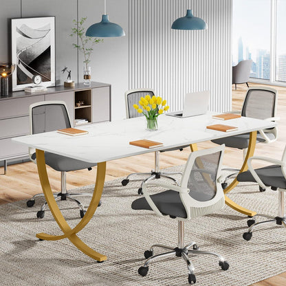 Moderner Schreibtisch Weiß & Gold | 160x80cm | PC-Tisch für Home Office
