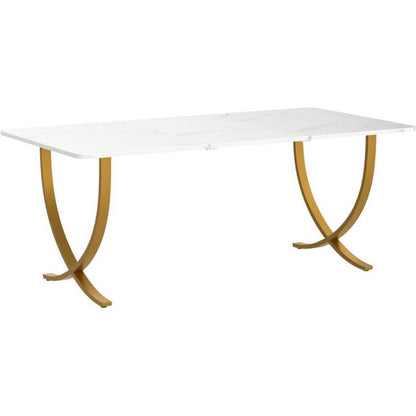 Moderner Schreibtisch Weiß & Gold | 160x80cm | PC-Tisch für Home Office