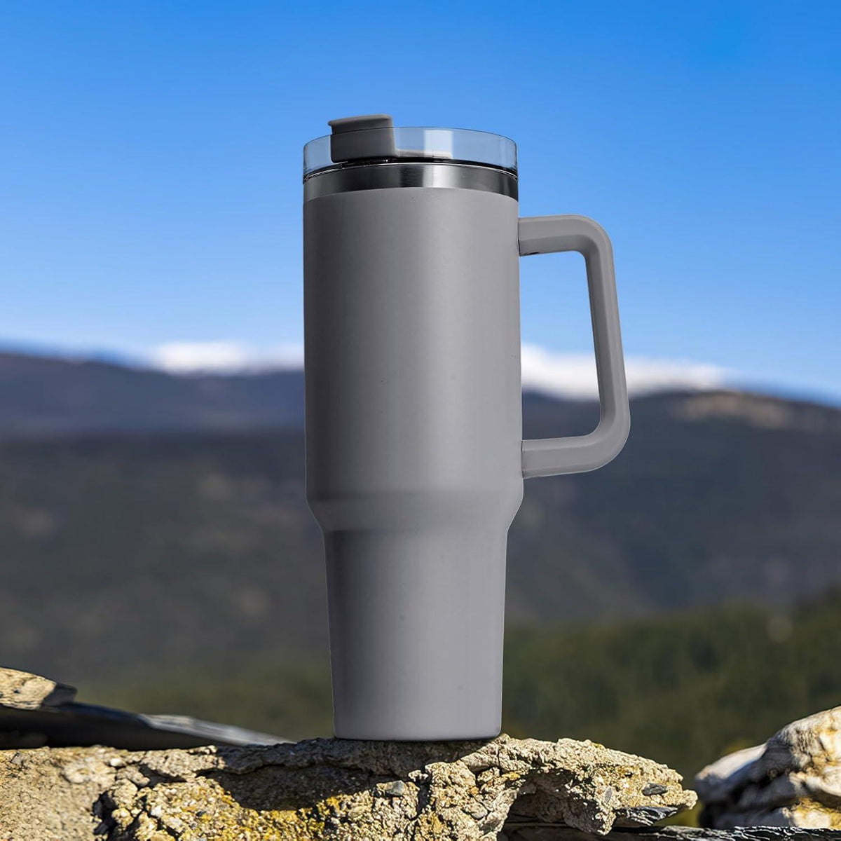 Trinkbecher 40oz 1200ml Edelstahl Thermobecher Vakuum Isoliert Grau