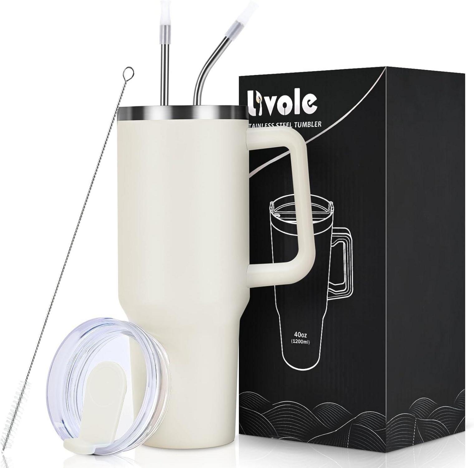Trinkbecher Edelstahl Thermobecher 1200ml mit Deckel und Strohhalm
