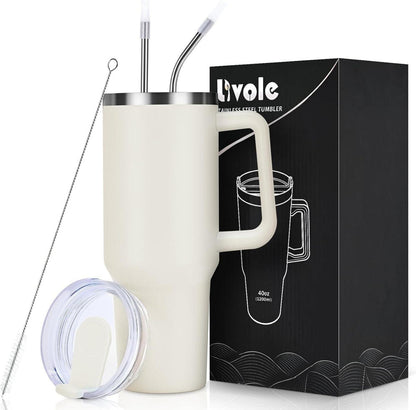 Trinkbecher Edelstahl Thermobecher 1200ml mit Deckel und Strohhalm